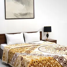 Signature Brown & White Floral Heavy Winter Double Bed Blanket-image-97