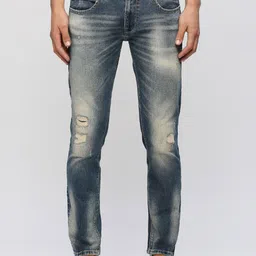 Pepe Jeans Men Blue Slim Fit Mid-Rise Mildly Distressed Heavy Fade Stretchable Jeans-image-31