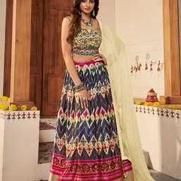 Fusionic Embroidered Mirror Work Ready to Wear Lehenga & Blouse With Dupatta-56