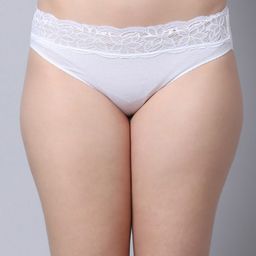 GRACIT Women White Solid Lace Hipster Brief-42