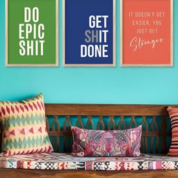 Kotart Brown, Green & Blue 3 Pieces Wooden Wall Arts-picture-0