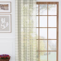 Story@home Off White & Silver-Toned Geometric Sheer Door Curtain-9