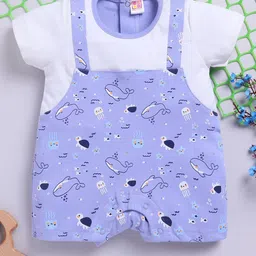 Toonyport Kid Printed Pure Cotton Dungarees With T-Shirt-58