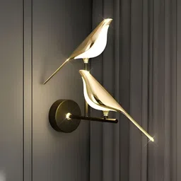Cruv Gold-Toned & White Bird Shaped Metal Wall Lamp-picture-15