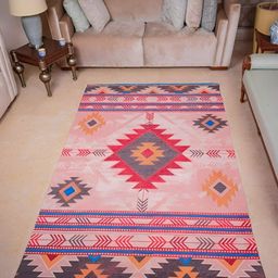 Mona B Red & Pink Printed Cotton Dhurrie-image-16