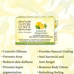 NATURE LEAGUE Set Of 6 Lemon & Peppermint Natural Handmade Soap - 100 g Each image 2