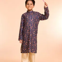 Manyavar Boys Floral Printed Cotton Kurta with Pyjama-26
