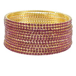 NMII Set Of 12 Cubic Zirconia-Studded worked Glossy Finished Bangle Set image 3