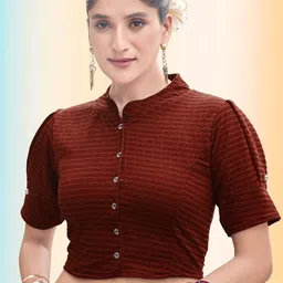 Moda Rapido Woven Design Mandarin Collar Saree Blouse-picture-24