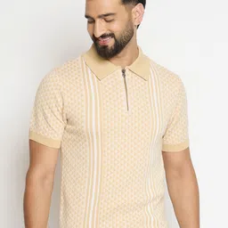 GABBLE & WOLSH Geometric Printed Polo Collar Regular Fit Pure Cotton T-Shirt-image-97