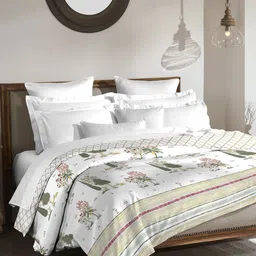 MYTRIDENT White & Green Floral Printed AC Room 150 GSM Double Bed Comforter-10