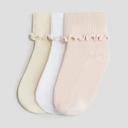 H&M Girls Pack of 3 Overlocked Foldover Socks-image-33