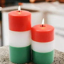 HOSLEY Orange & White 2 pieces Pillar Candle-image-43