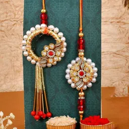 CraftVatika 5-Pcs Rakhi With Showpiece &Tilak With GreetingCard image 5