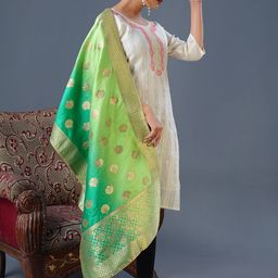 flaher Ethnic Motifs Woven Design Dupatta with Zari image 4