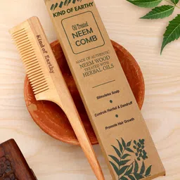 Kind of Earthy Set Of 2 Kacchi Neem Fine Tooth Comb & Bamboo Paddle Hair Brush-14