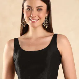Happy Owl Scoop Neck Silk Saree Blouse-picture-38