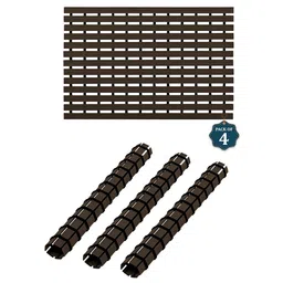 Aura 4-Pcs Brown & Black Textured 110 GSM Bath Rugs-5
