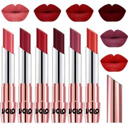 VOLO Set Of 6 Creme Matte Lipsticks - Dark Peach -Red -Tomato Red -Maroon -Cherry -Orange-12