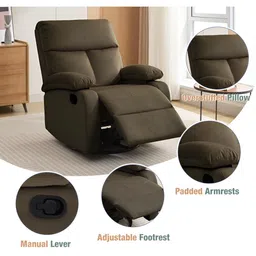Oakcraft Fabric Manual Swivel Recliner-image-37