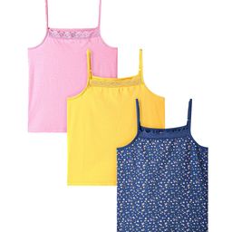 Honeyhap Girls Pack Of 3 Polka Dot & Floral Printed Sleeveless Knit Camisoles-image-19
