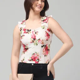clobug Women Floral Printed Sweetheart Neck Top-image-72