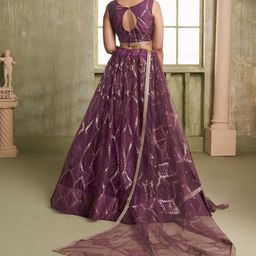 FABPIXEL Embroidered Sequinned Semi-Stitched Lehenga & Unstitched Blouse With Dupatta image 2