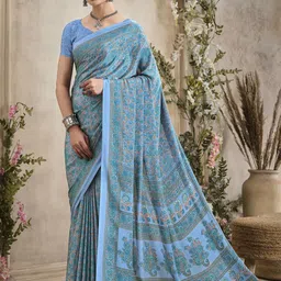 Mitera Floral Poly Crepe Saree-image-39