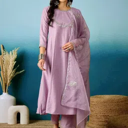 Happy Design Embroidered Sequinned Straight Kurta with Trousers & Dupatta-image-15