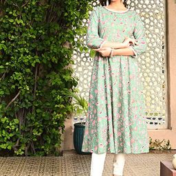 KALINI Women Ethnic Motifs Printed Mirror Work Anarkali Kurta-image-40