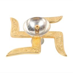 Amaya Decors Yellow & White Aluminium & Brass Satiya Diya-14