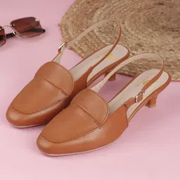 sneakers villa Women Square Toe Kitten Heel Mules-26