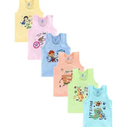 NEW TRINATH HOSIERY Kids Pack Of 6 Printed Cotton Basic Vests VAN-58