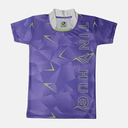 TINY HUG Boys Purple Printed V-Neck T-shirt-image-12