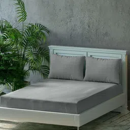 Trance Home Linen Grey Cotton 300 TC Queen Bedsheet Set- 2.18 m x 2.64 m-image-43