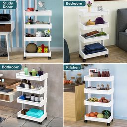 Kuber Industries White 4-Layer Stackable Storage Organisers image 2