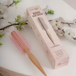 OROSSENTIALS Wooden Round Hair Brush - Pink-39