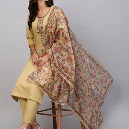 Anni Designer Women Floral Yoke Design Regular Thread Work Kurta with Trousers & With Dupatta-picture-20