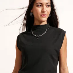 Tokyo Talkies High Neck Sleeveless Rib T-shirt-image-80