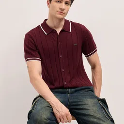 THE BEAR HOUSE Men Striped Polo Collar Shirt-image-12