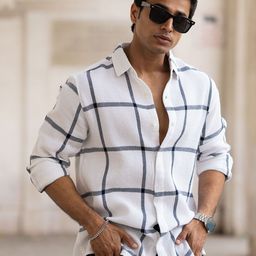 Powerlook Men Windowpane Checks Opaque Checked Casual Shirt-image-31