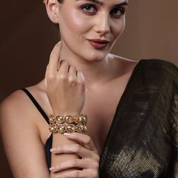 PANASH Set Of 2 Gold Plated AD Stone Studded Bangles image 2