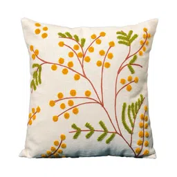 ABSTRACT INDIA Yellow & Green Embroidered Square Cushion Covers-picture-4