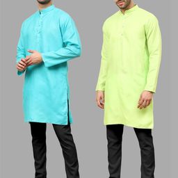 VS MALL Men Cotton Blend Kurta Sets-image-80