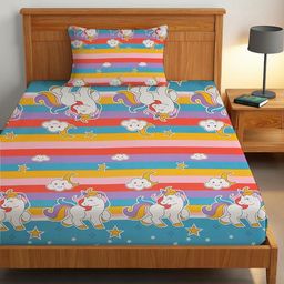 IVAZA Multicoloured Floral Single Bedsheet with 1 Pillow Covers-20