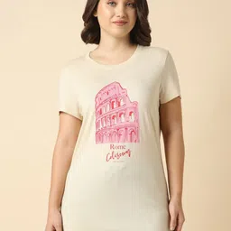 Van Heusen Women Graphic Printed Round Neck Cotton Relaxed Fit T-shirt-picture-31
