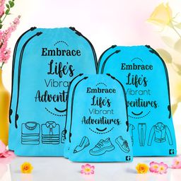 Aura Blue & Black 6 Pieces Printed Foldable Laundry Bags-5