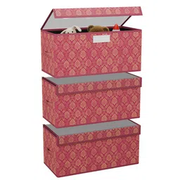 Kuber Industries Maroon 3 Pieces Printed Drawer Organisers With Transparent Lid image 2