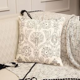 hom&us Beige & Black Floral Square Cushion Covers-image-72