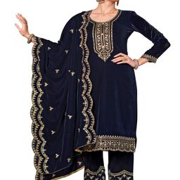 DRAVINAM Floral Embroidered Pashmina Unstitched Dress Material-image-29